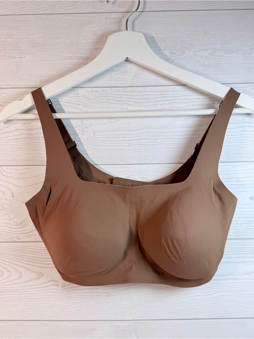 SKIMS Fits Everybody Wireless T-Shirt Bra Brown XL Wide Strap Hook & Eye